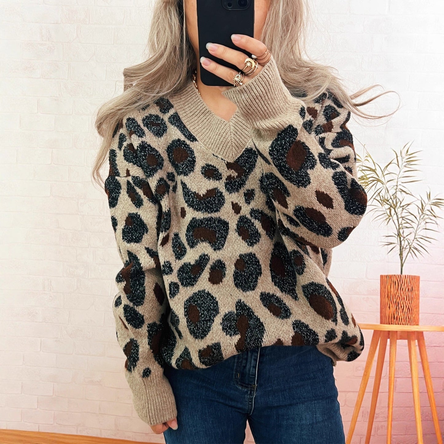 Damen Strickpullover Tiermuster Eveloria
