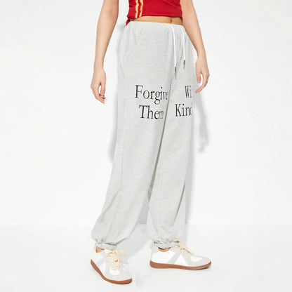 Damen Jogginghose Elastisch Grafit-Print Eveloria