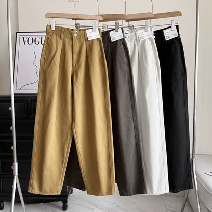 Damen Chino-Hose Hochtailliert Mit Taschen Beige - Eveloria