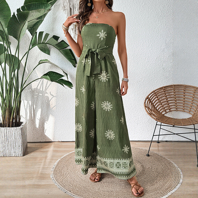 Damen Jumpsuit Taillengürtel Rüschen Eveloria