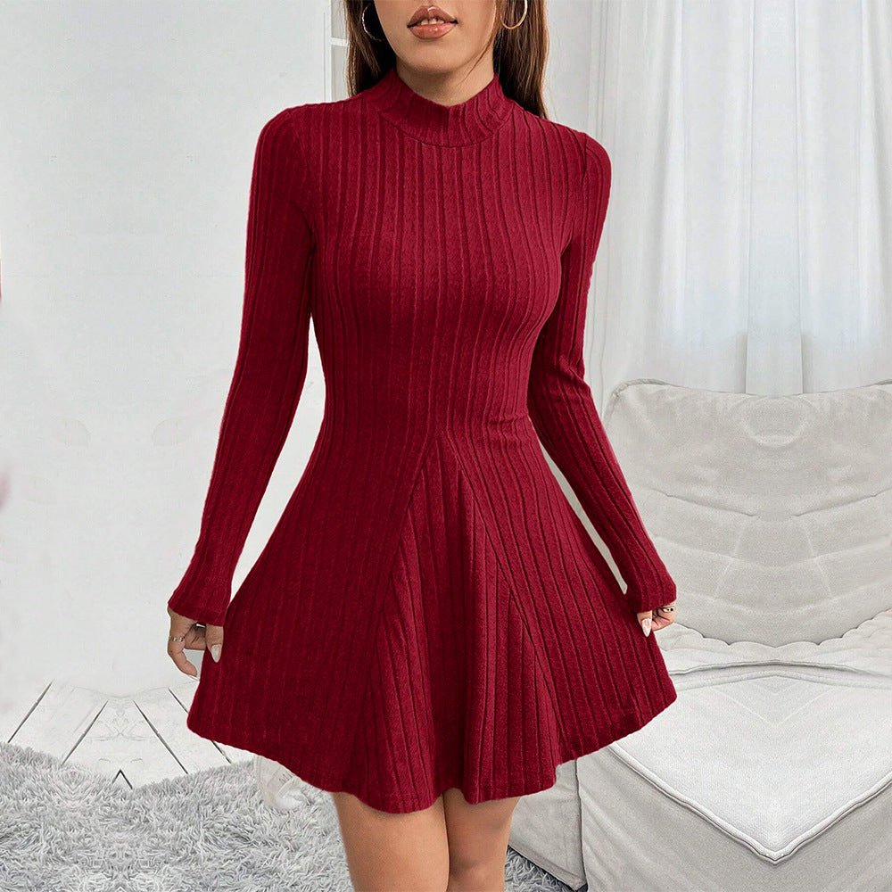 Damen Strickkleid mit Stehkragen Figurumspielend Eveloria