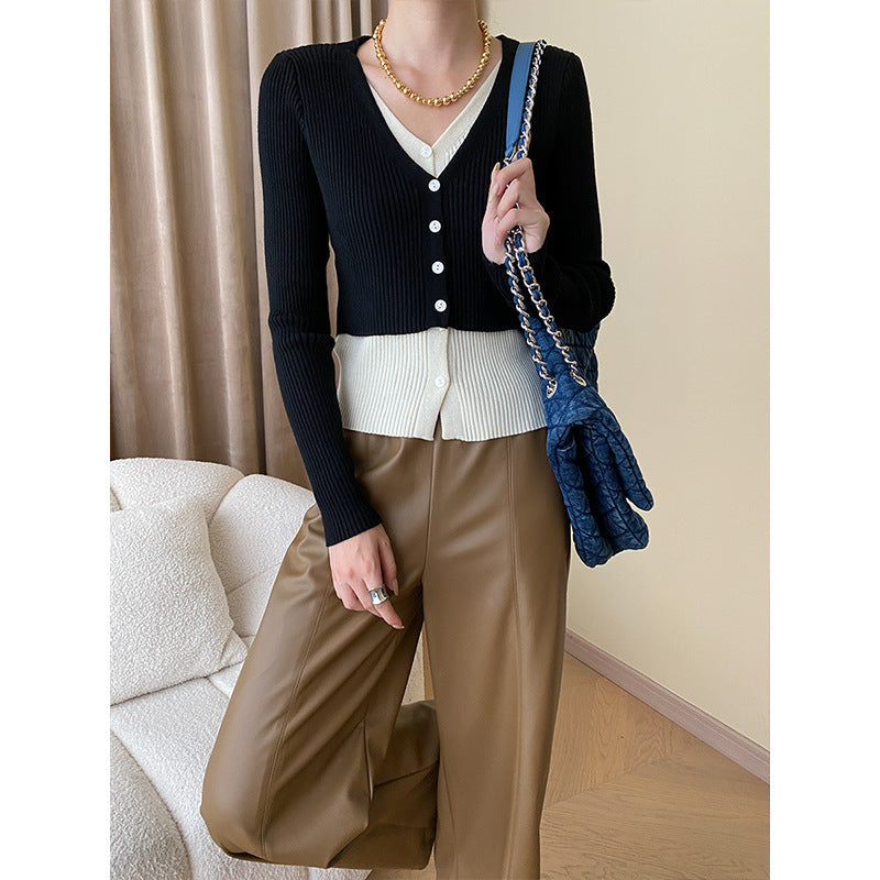 Damen Strickcardigan Lässig Knopfverschluss Rippstruktur Beige - Eveloria