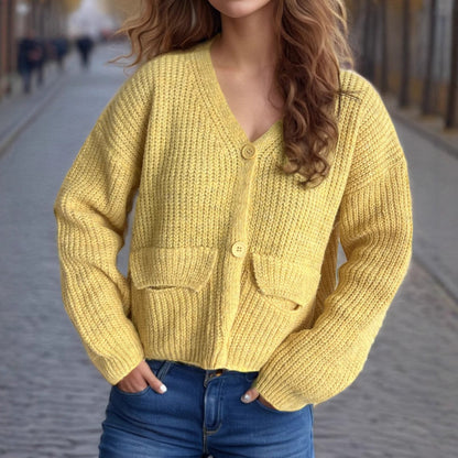 Damen Strickcardigan mit Taschen und breiten Ärmeln Eveloria