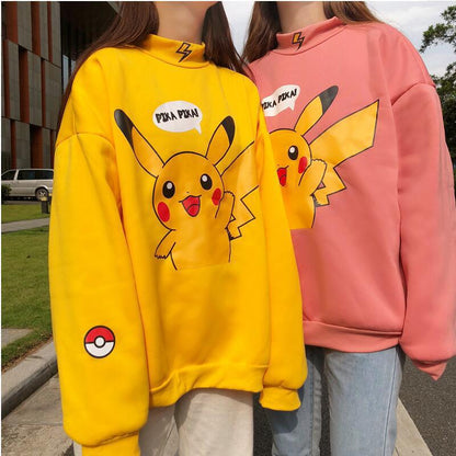 Damen Sweatshirt Pikachu Motiv Hochkragen Eveloria - Eveloria