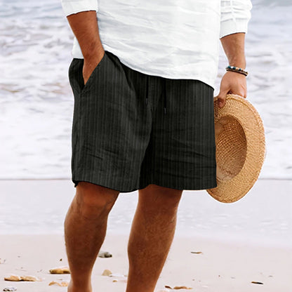 Herren Strandshorts Gestreift Kordelzug Locker Sitz