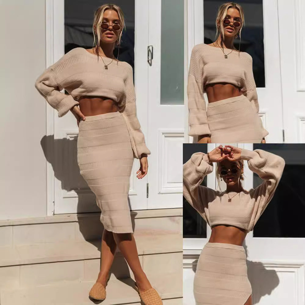 Damen 2-teiliges Set mit weitem Oberteil und figurbetontem Rock - Eveloria