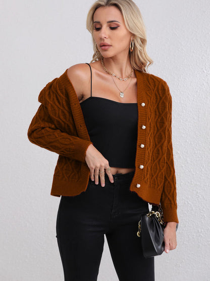 Damen Strickjacke Zopfmuster Weich Pastellfarben