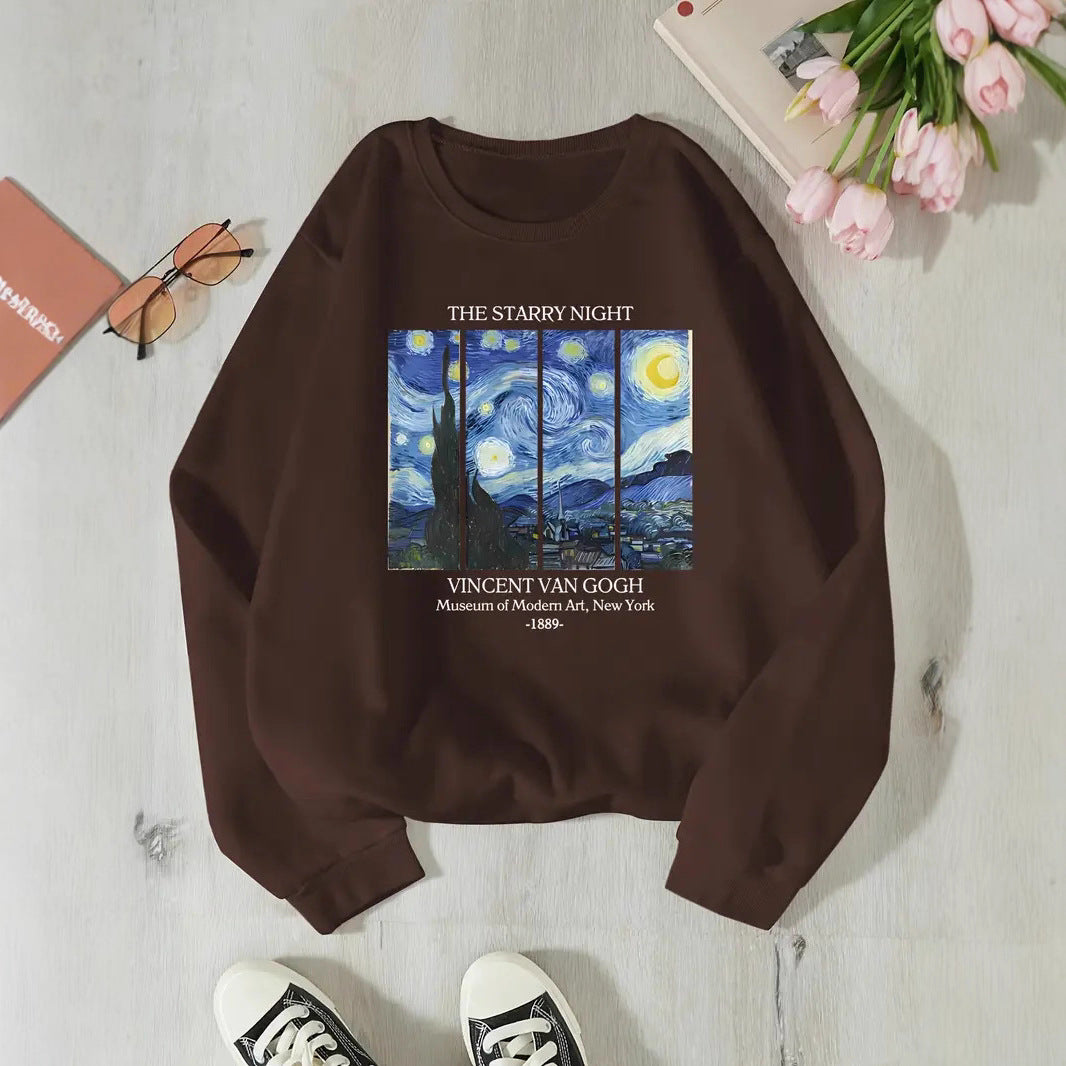 Damen Sweatshirt Van Gogh Motiv Baumwolle