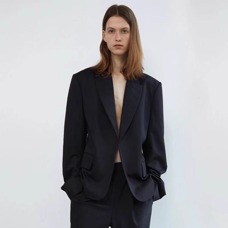 Damen Oversize Blazer Elegant Dezent Schwarz Eveloria - Eveloria