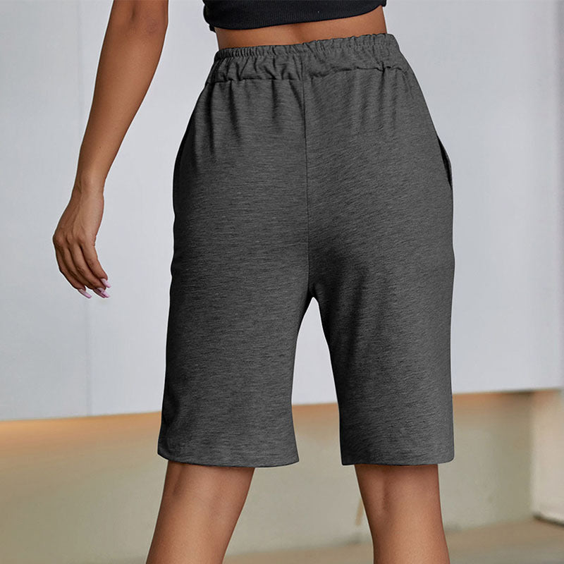 Damen Bermudashorts Elastischer Bund Seitentaschen Beige Eveloria
