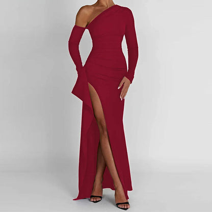 Damen Abendkleid Asymmetrisch Elegant Drapierungen