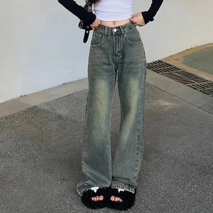 Damen High-Waist Denim-Jeans Weit Eveloria - Eveloria