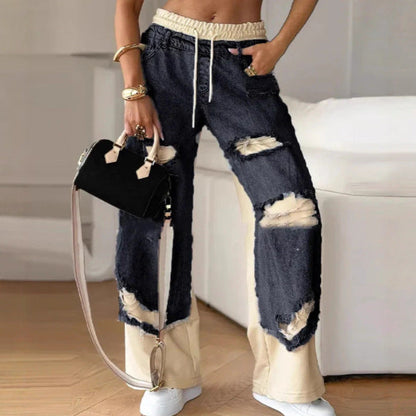 Damen Destroyed Denim Jogger Jeans Eveloria