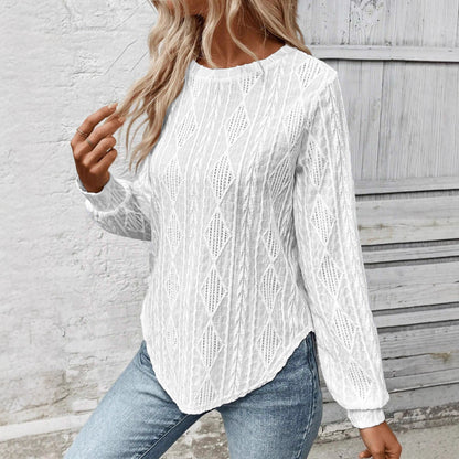 Damen Langarmshirt Dekoratives Strickmuster Eveloria