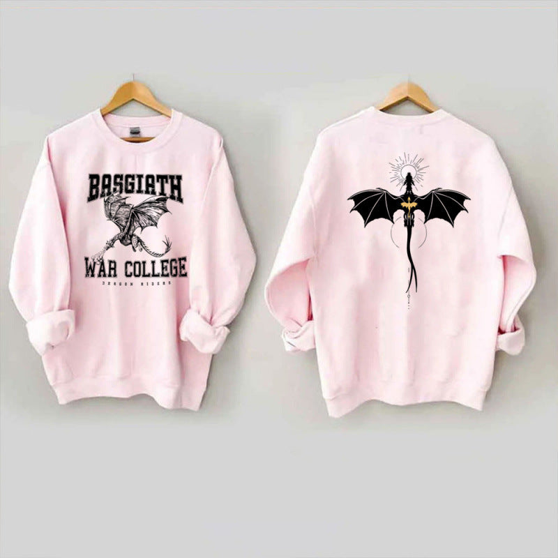 Damen Sweatshirt Drachenmotiv College-Design Grau Eveloria