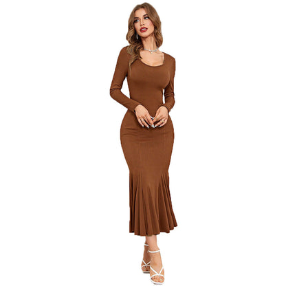 Damen Maxikleid Fließend V-Ausschnitt Eveloria