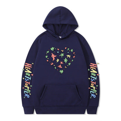 Damen Kapuzenpullover Herz- und Blattmotiv Eveloria