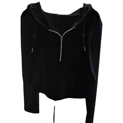 Damen Kapuzenpullover Lässig Halbhoch Reißverschluss Modern Eveloria