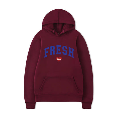 Damen Kapuzenpullover Weiches Fleece Verspielter Schriftzug Grau