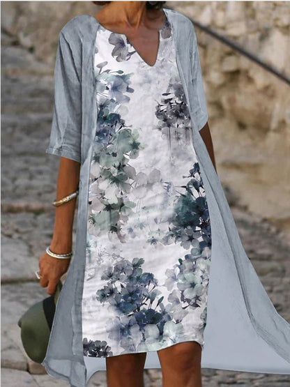 Damen Freizeitkleid Florales Muster V-Ausschnitt Eveloria