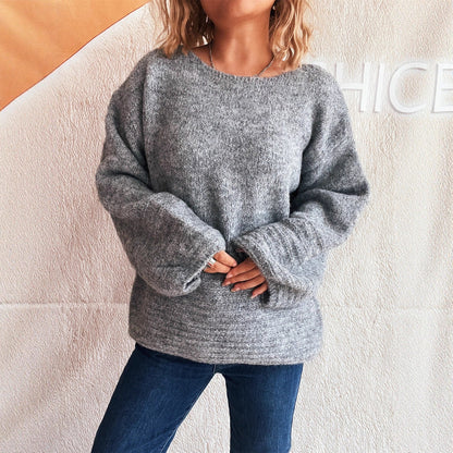 Damen Oversized Pullover Strukturstrick Beige