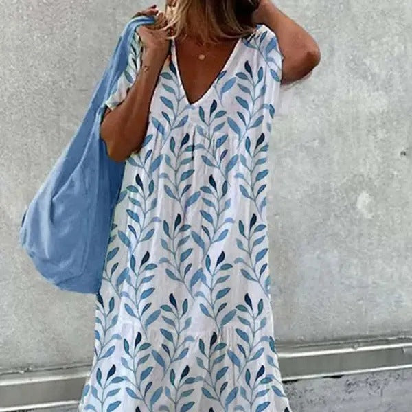 Damen Sommerkleid V-Ausschnitt Volumöser Rock Eveloria - Eveloria
