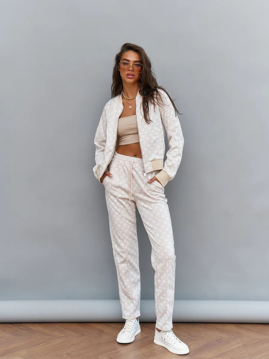 Damen Sportliches Loungewear-Set Kapuzenjacke Jogginghosen Eveloria