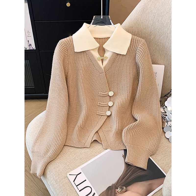 Damen Strickjacke Dekorative Knöpfe Eveloria