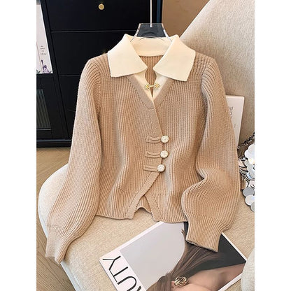 Damen Strickjacke Dekorative Knöpfe Eveloria