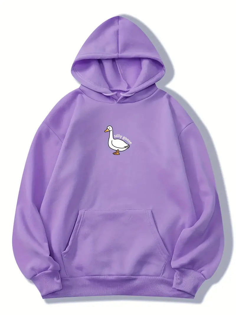 Damen Kapuzenpullover Gänsemotiv Weiches Fleece Innen Eveloria