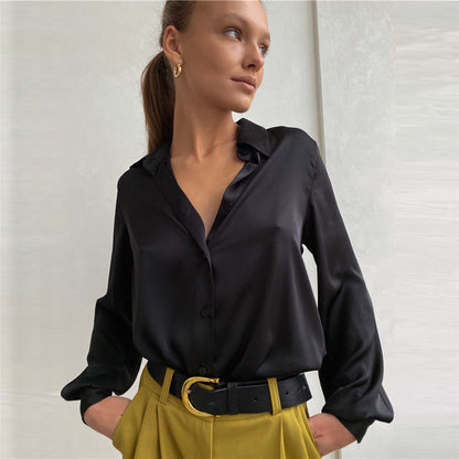 Damen Seidenbluse mit Knopfleiste Elegantes Design