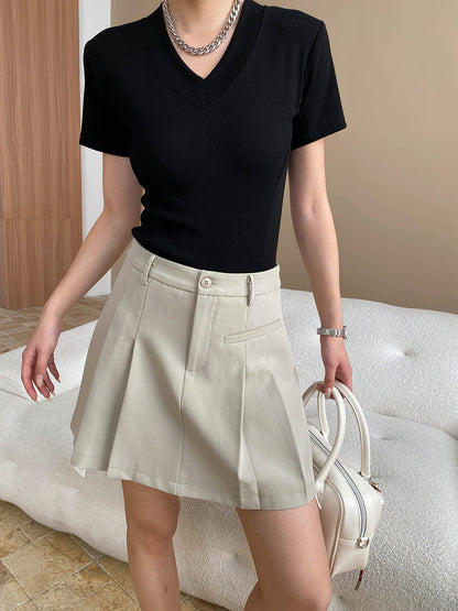 Damen V-Ausschnitt T-Shirt Figurbetont Eveloria