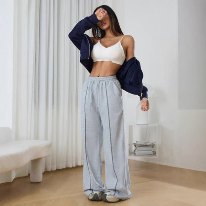 Damen Freizeithose Highwaist Kontrastnähte