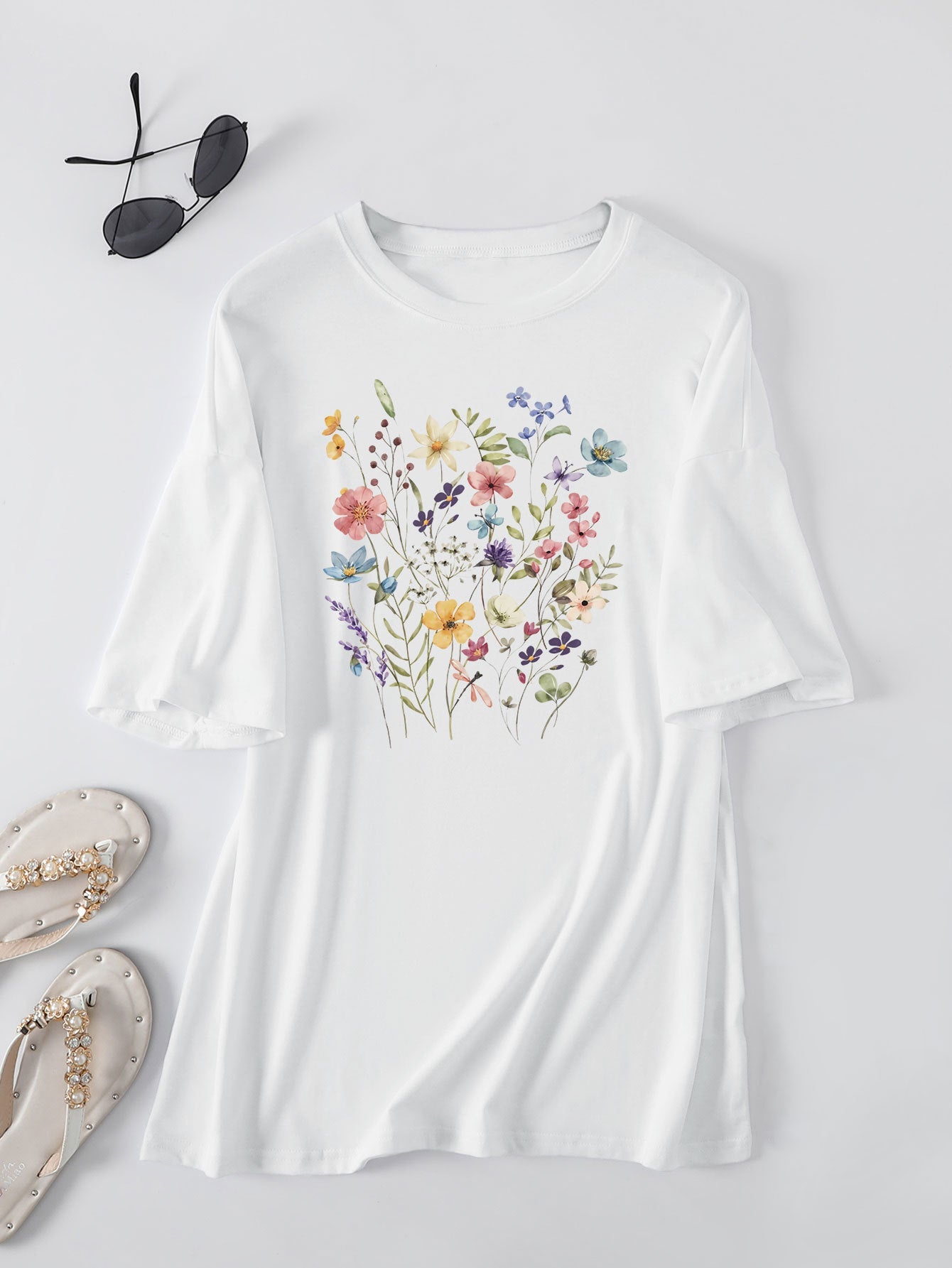 Damen Sommerbluse Floralmuster Eveloria