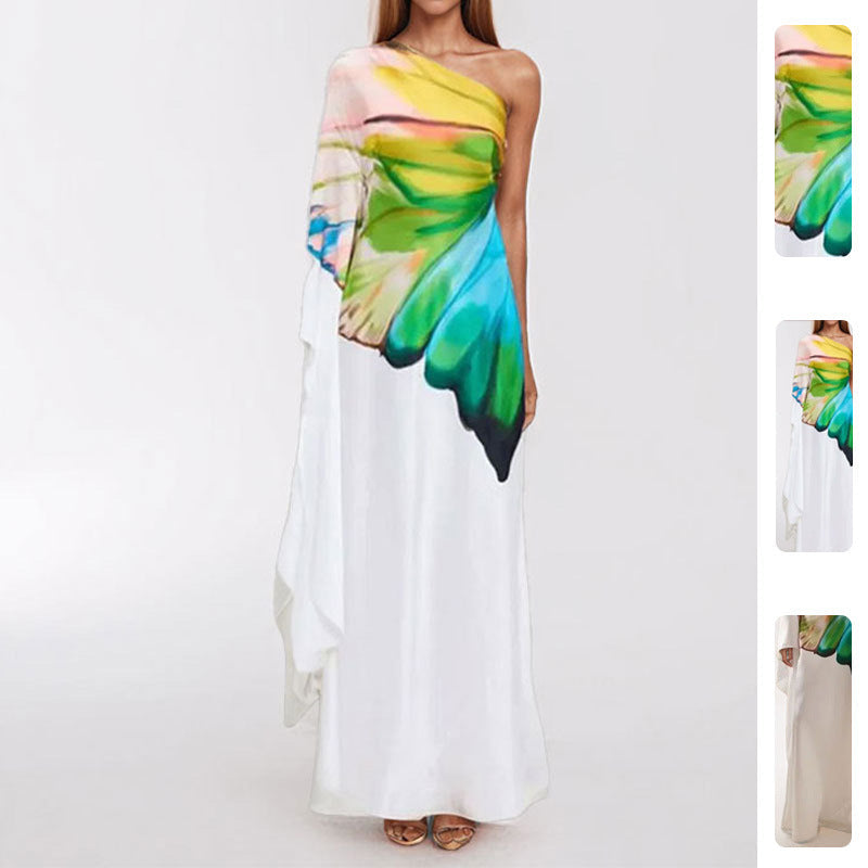 Damen Maxikleid Asymmetrisch Farbverlauf - Eveloria