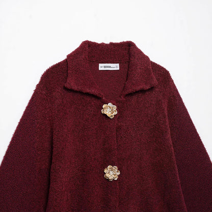 Damen Fleecejacke Kuschelig Elegante Knopfleiste Eveloria