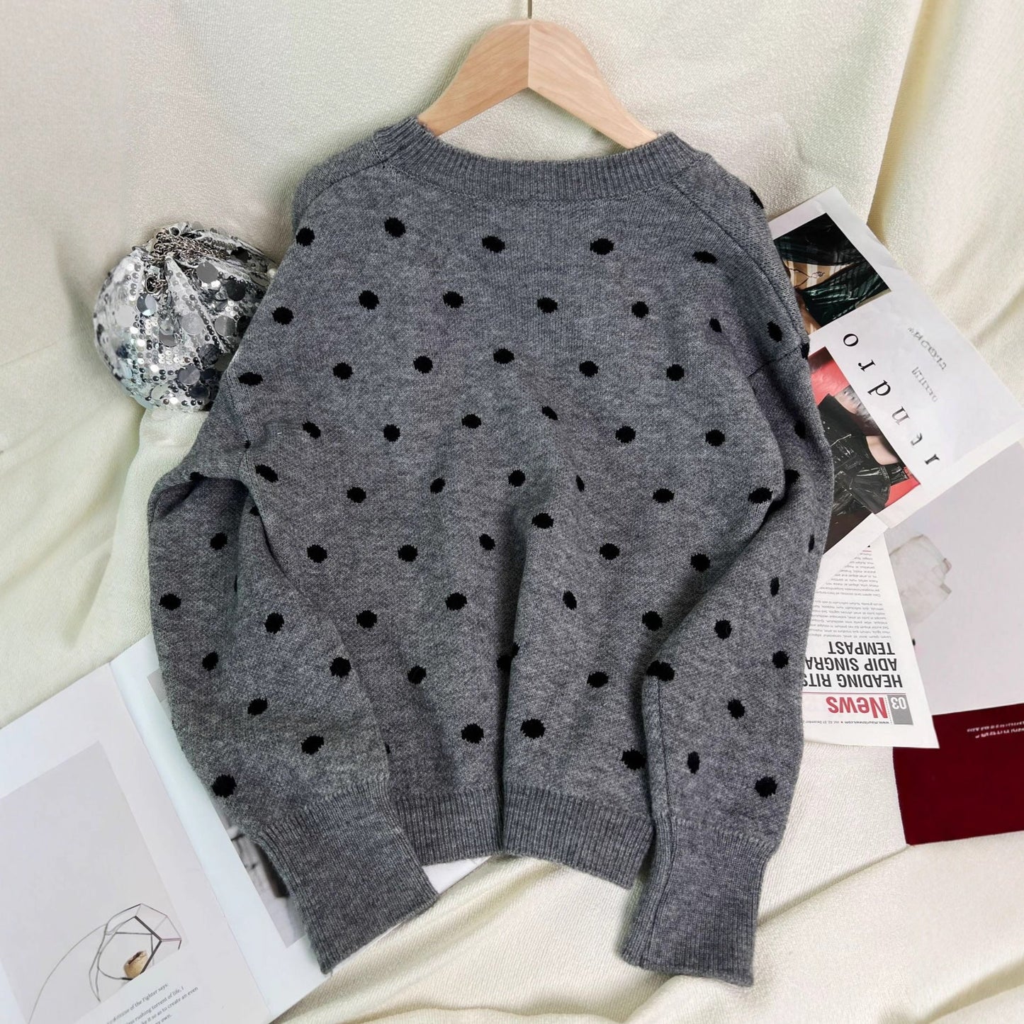 Damen Pullover Lebendiges Punktemuster Eveloria