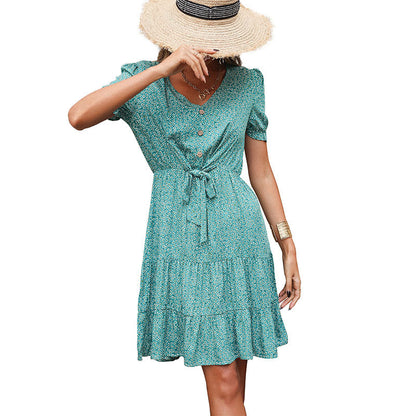 Damen Midi-Kleid Tailliert Florale Muster Eveloria
