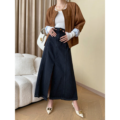 Damen Maxirock mit seitlichem Schlitz und hohem Bund