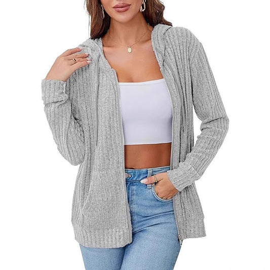 Damen Hoodie Strick Reißverschluss Eveloria - Eveloria