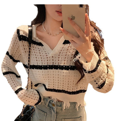 Damen Strickpullover Luftiger Strick Modernes Netzdesign