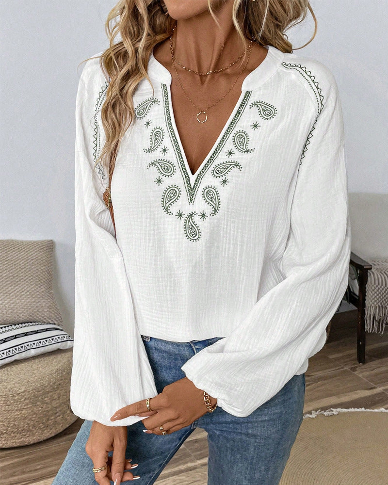 Damen Bluse Paisley Motiv Elegant Ärmel