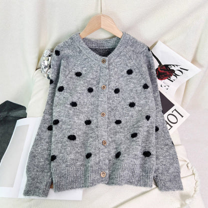Damen Strickjacke Kuschelig Punkte Eveloria
