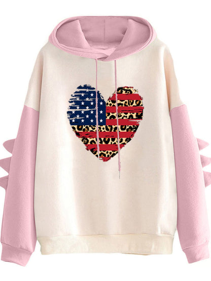 Damen Hoodie Herzdesign Trendig Grau Eveloria