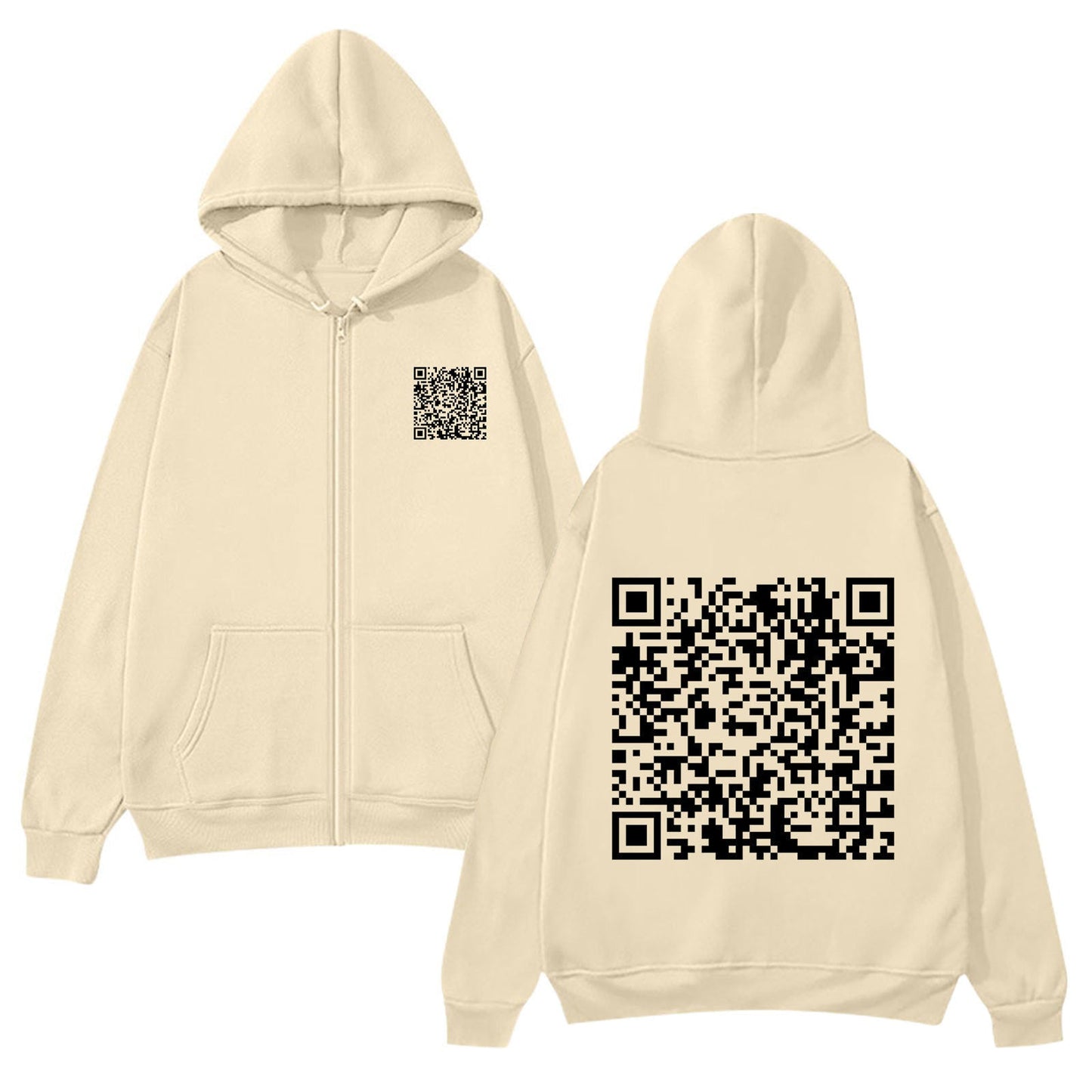 Damen Kapuzenjacke Weiches Fleece QR-Code-Design Eveloria