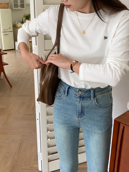 Damen Langarmshirt Lässig Minimalistisch Eveloria