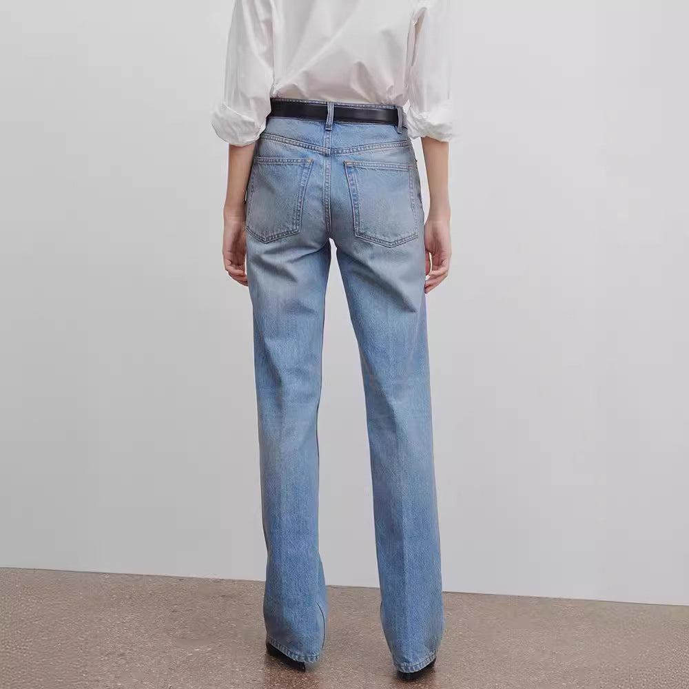 Damen Hochgeschnittene Weite Jeans Eveloria