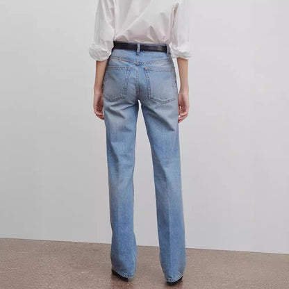 Damen Hochgeschnittene Weite Jeans Eveloria