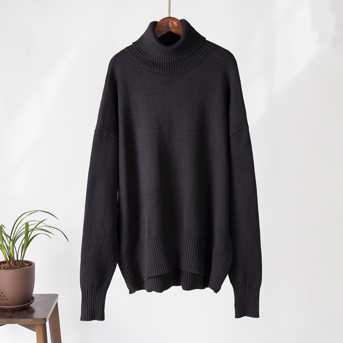 Damen Strickpullover Lässig Warmer Gerippter Saum