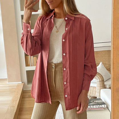 Damen Bluse Strukturiertes Design Elegante Knöpfe Eveloria